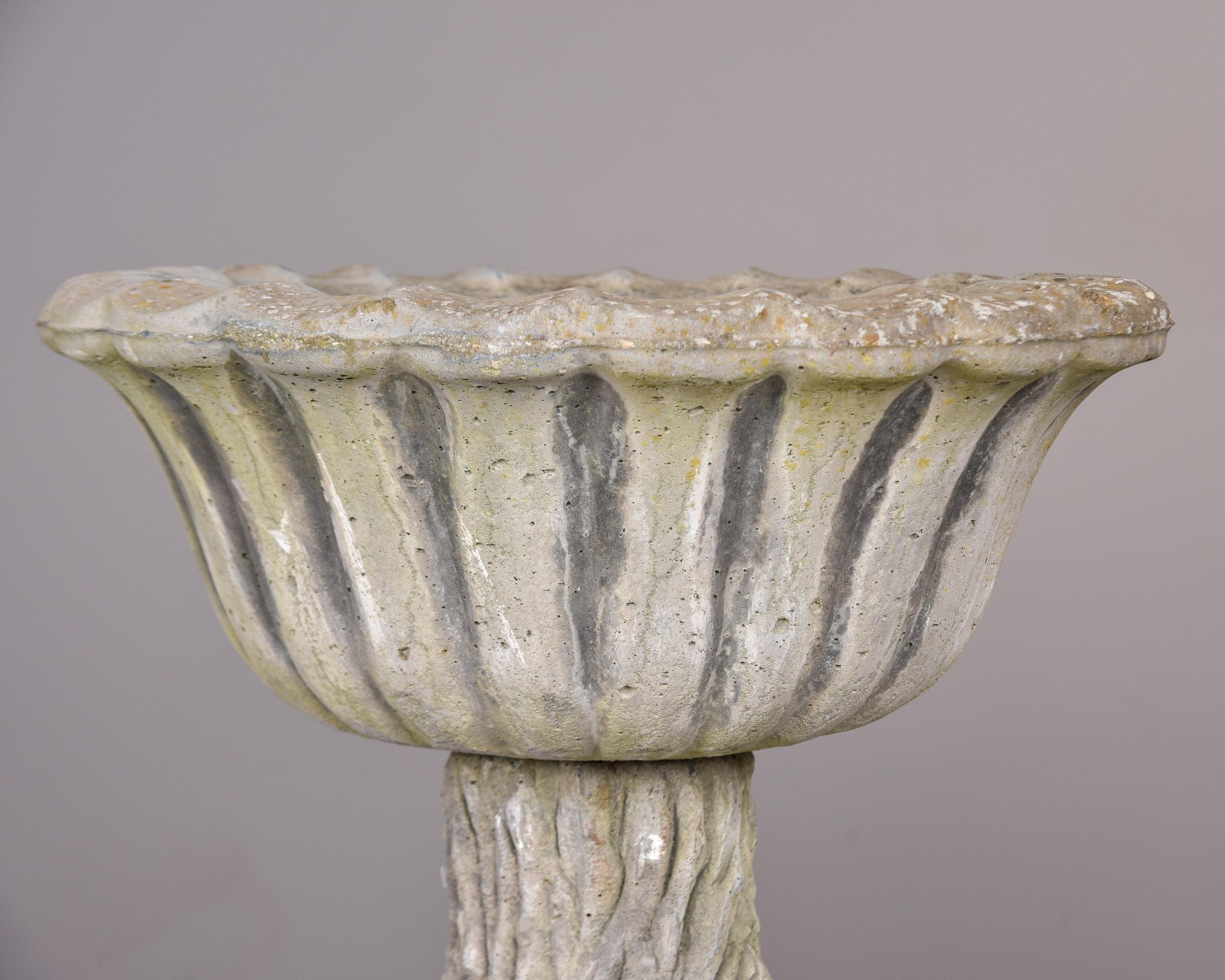 Pair English Stone Faux Tree Trunk Garden Planters For Sale 6