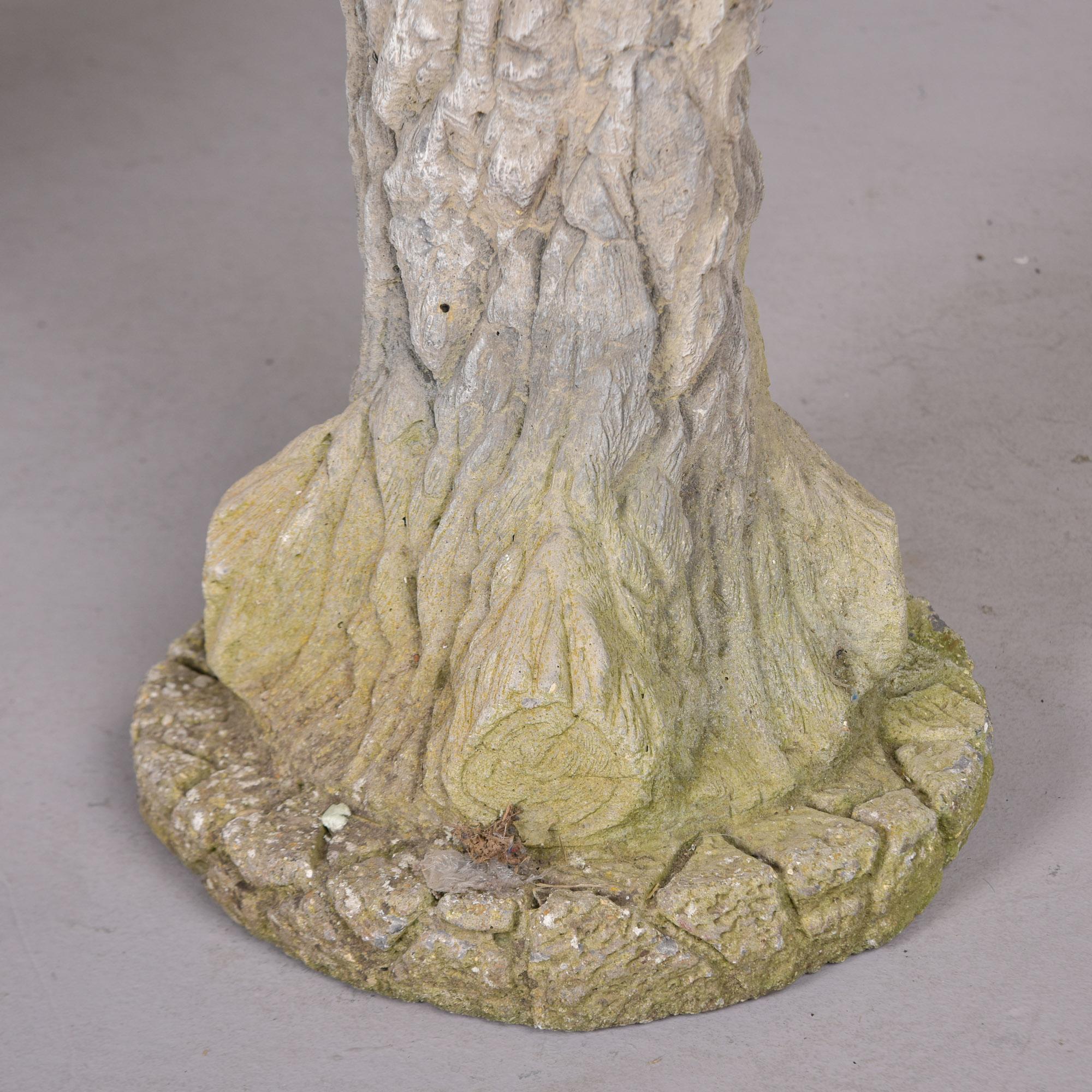 Late 20th Century Pair English Stone Faux Tree Trunk Garden Planters For Sale