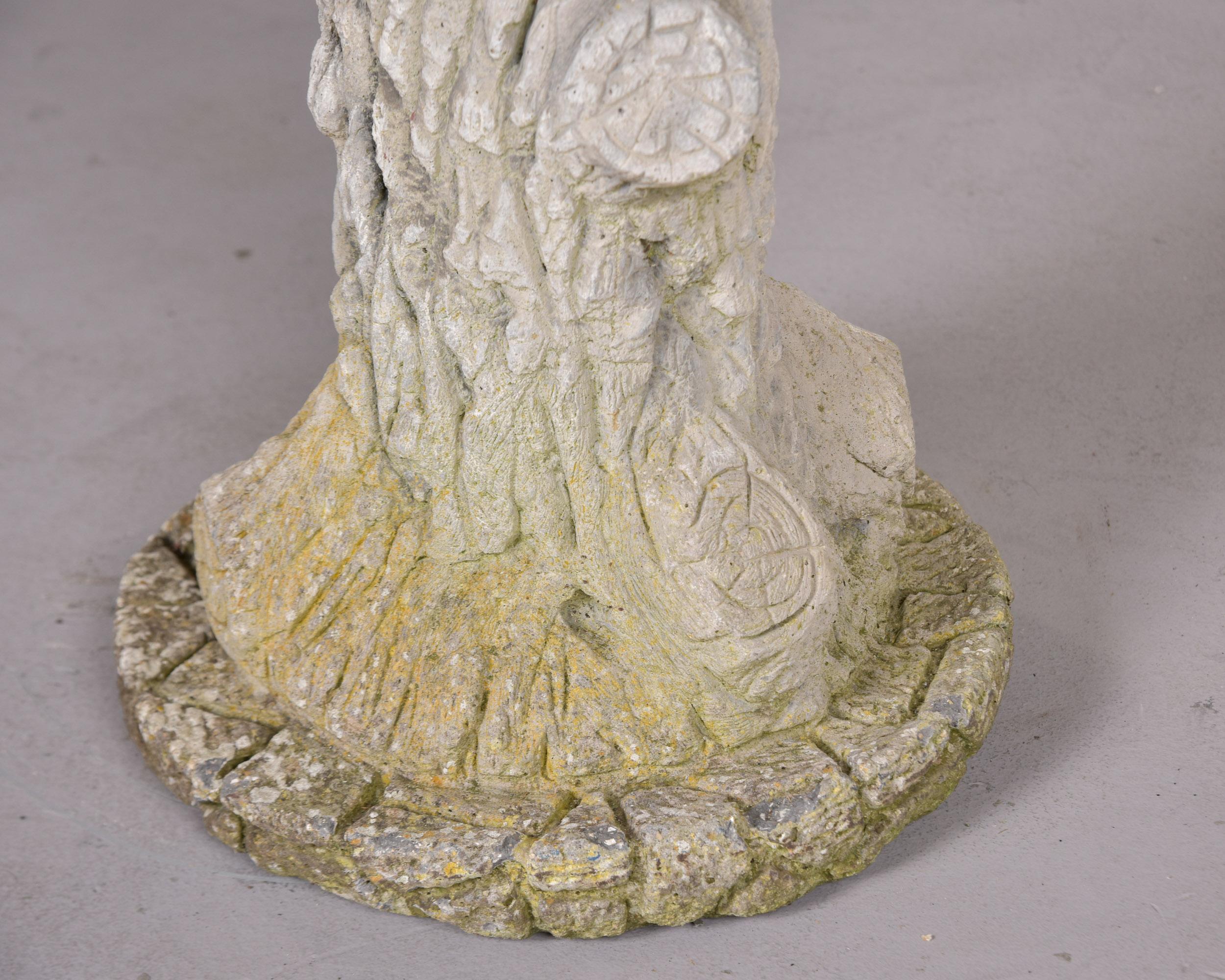 Cast Stone Pair English Stone Faux Tree Trunk Garden Planters For Sale
