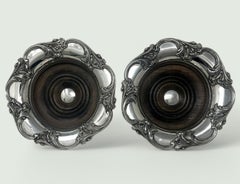 Pair English Victorian Silverplated Wine Champagne Bottle Decanter Coasters 1839