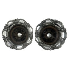 Pair English Victorian Silverplated Wine Champagne Bottle Decanter Coasters 1839