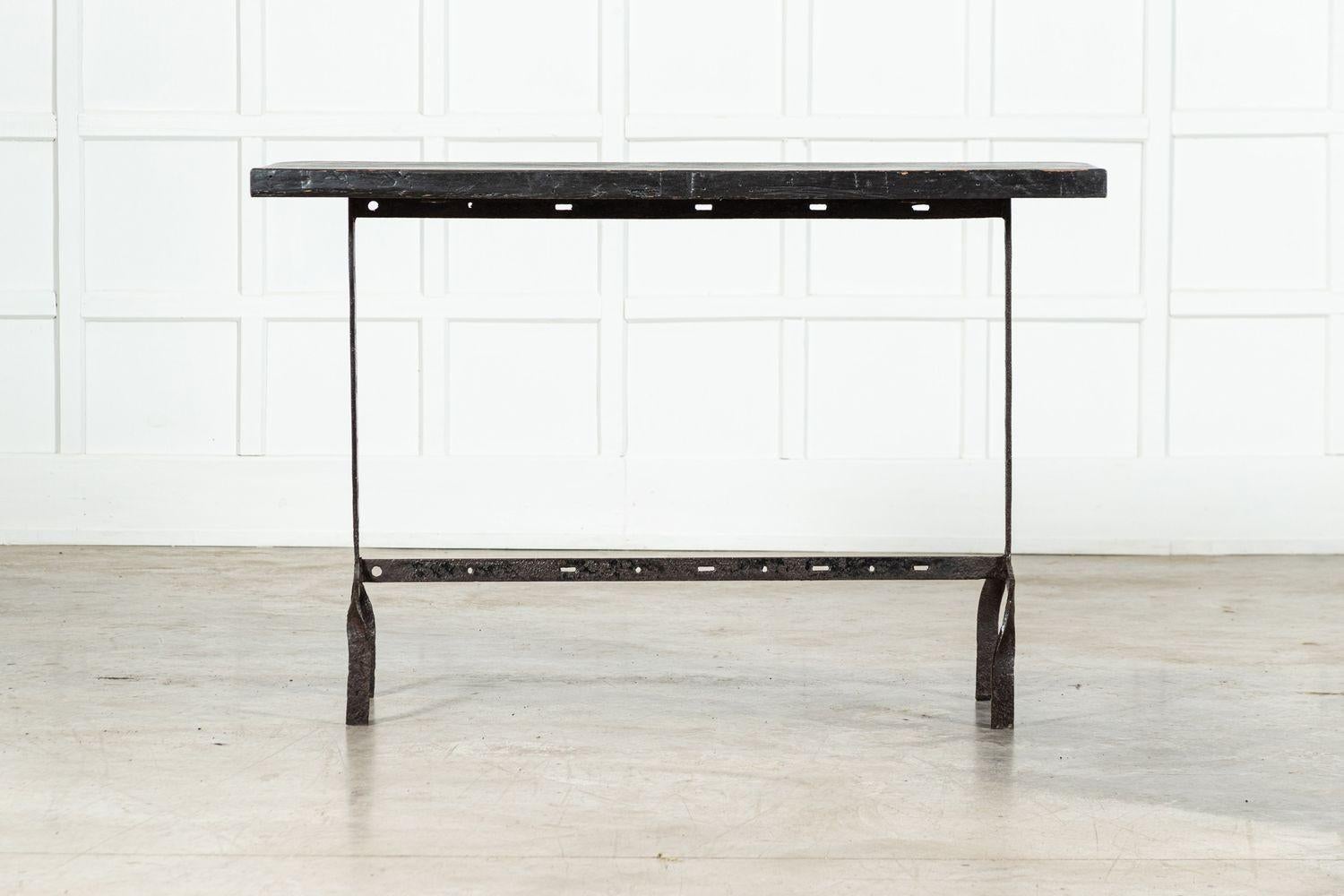 Pair English Wrought Iron Pine Console Tables For Sale 9