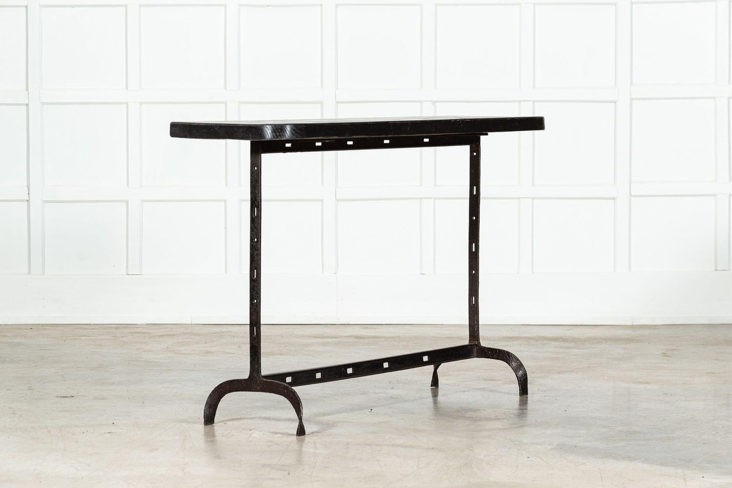 Pair English Wrought Iron Pine Console Tables For Sale 11