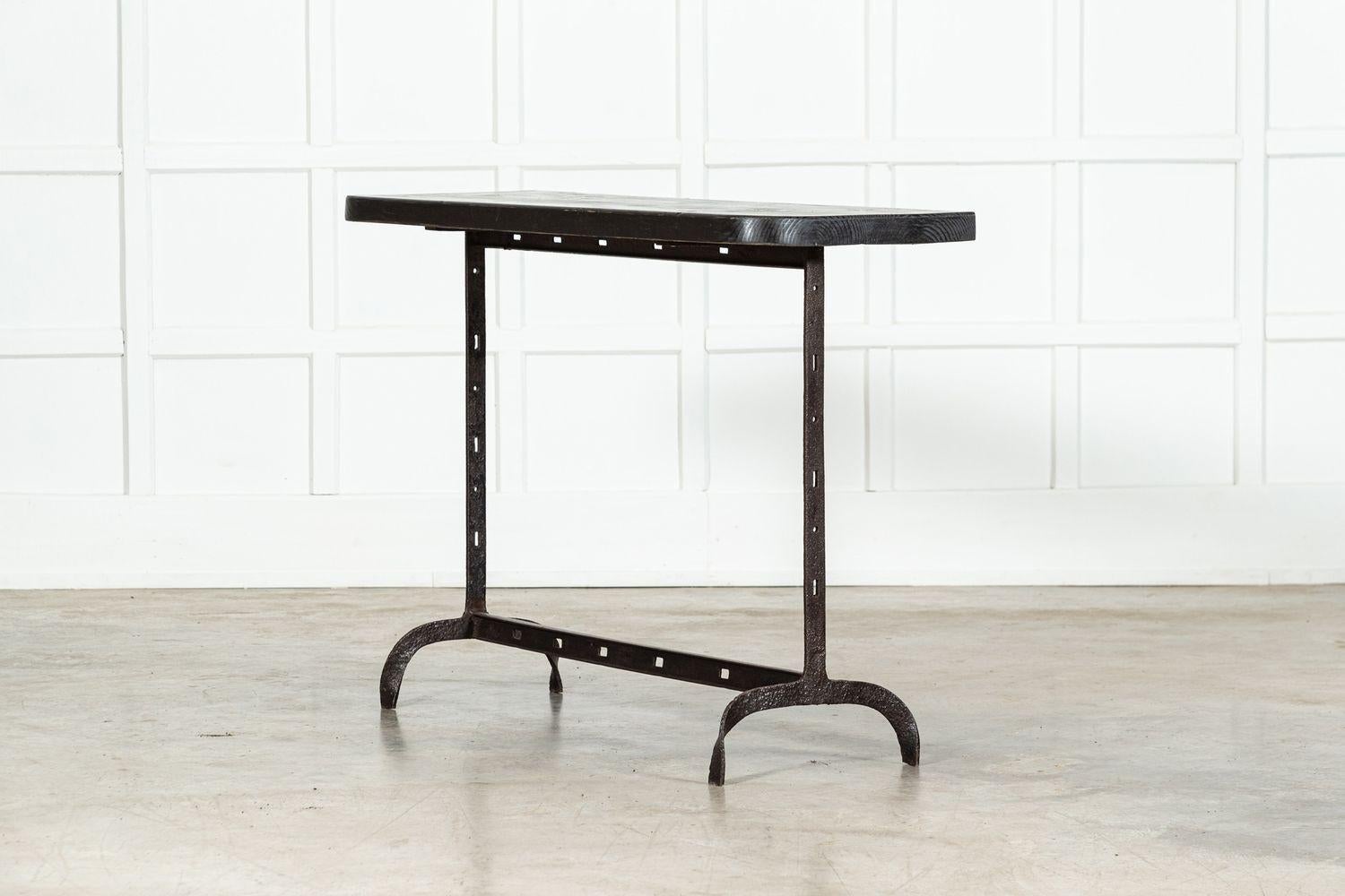 Pair English Wrought Iron Pine Console Tables For Sale 12