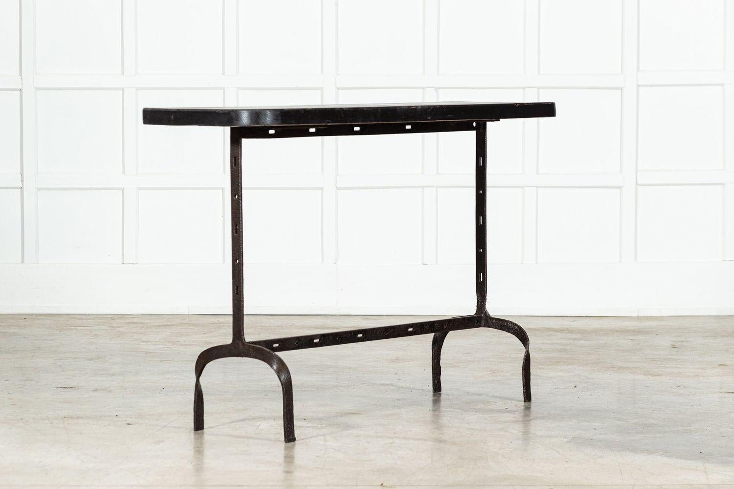 Pair English Wrought Iron Pine Console Tables For Sale 3