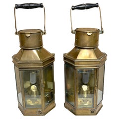 Pair English WWI Brass Bulkhead Ships/Trench Lanterns/ Sconces, Bulpitt & Sons