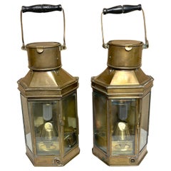 Pair English WWI Brass Bulkhead Ships/Trench Lanterns/ Sconces, Bulpitt & Sons 