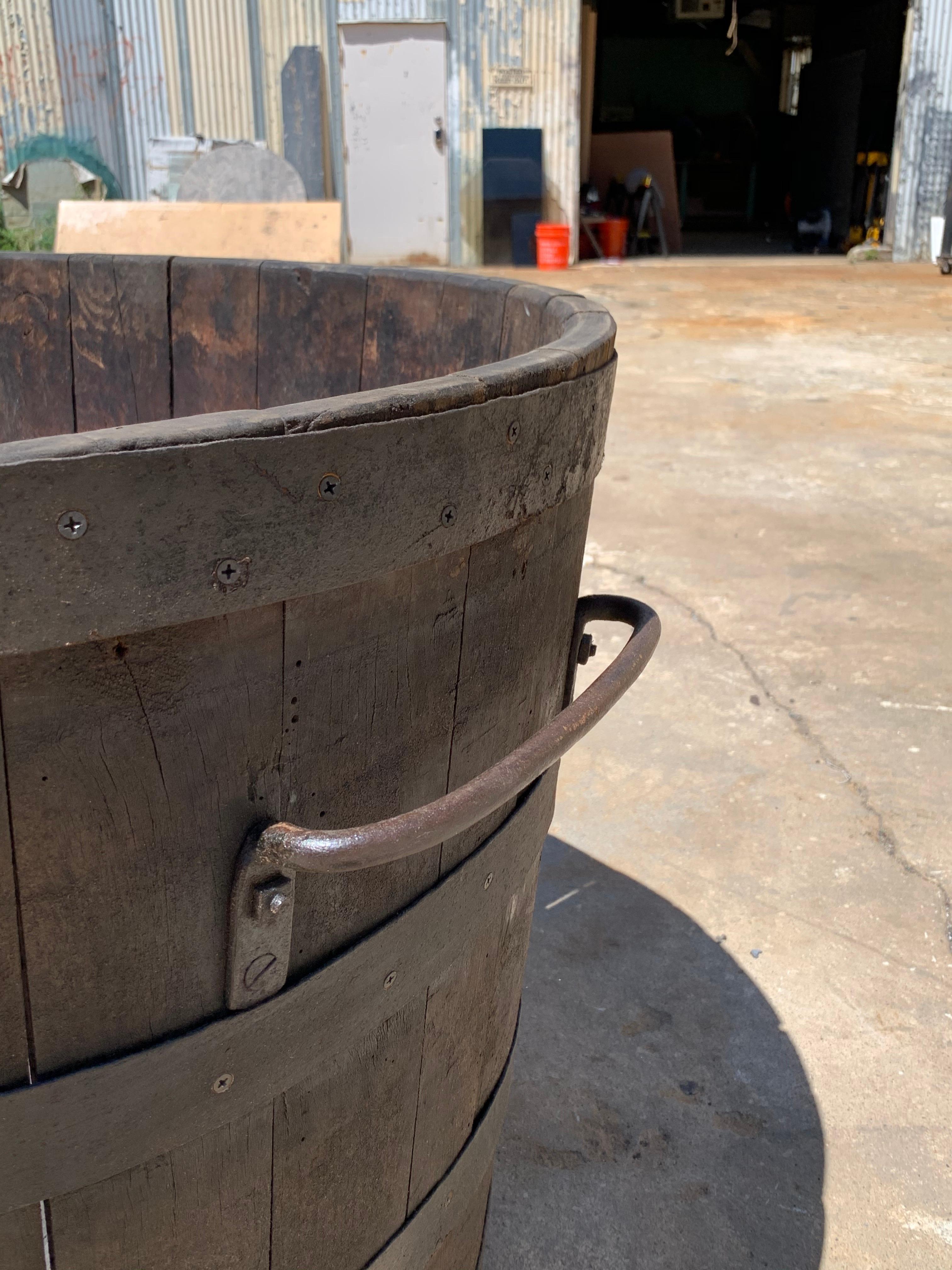 Pair of Enormous French Wooden Staved Vineyard Grape Buckets, circa 1900 8