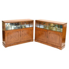 Pair Epstein Art Deco Cabinets Walnut 1930 Sideboards