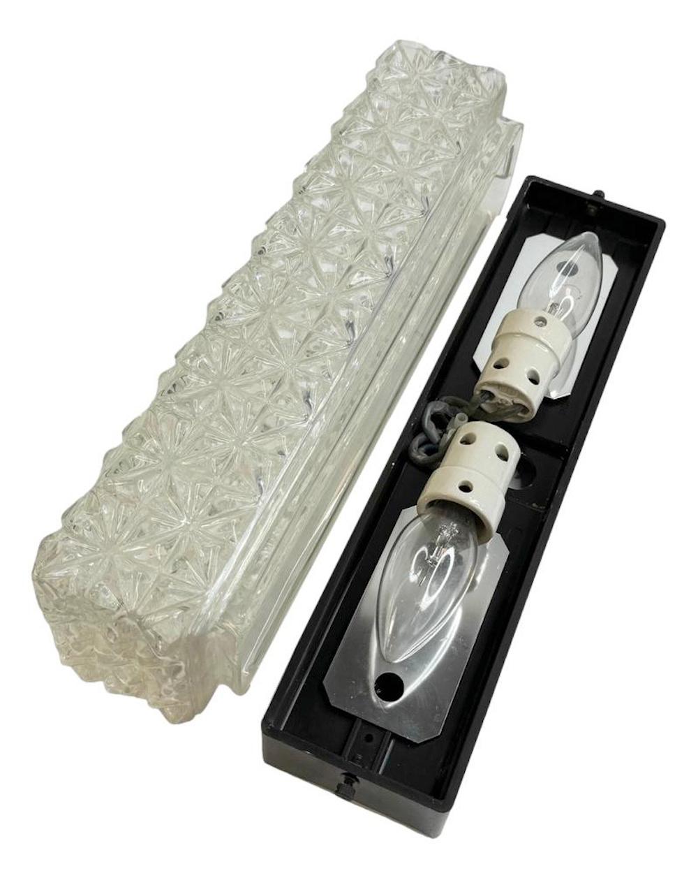 Pair Erco Ice Glass and Bakelite Sky Scraper Wall Lights Vintage German, 1960s For Sale 2