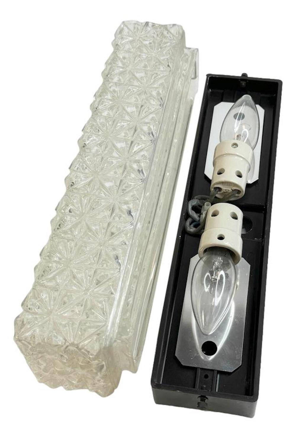 Pair Erco Ice Glass and Bakelite Sky Scraper Wall Lights Vintage German, 1960s For Sale 3