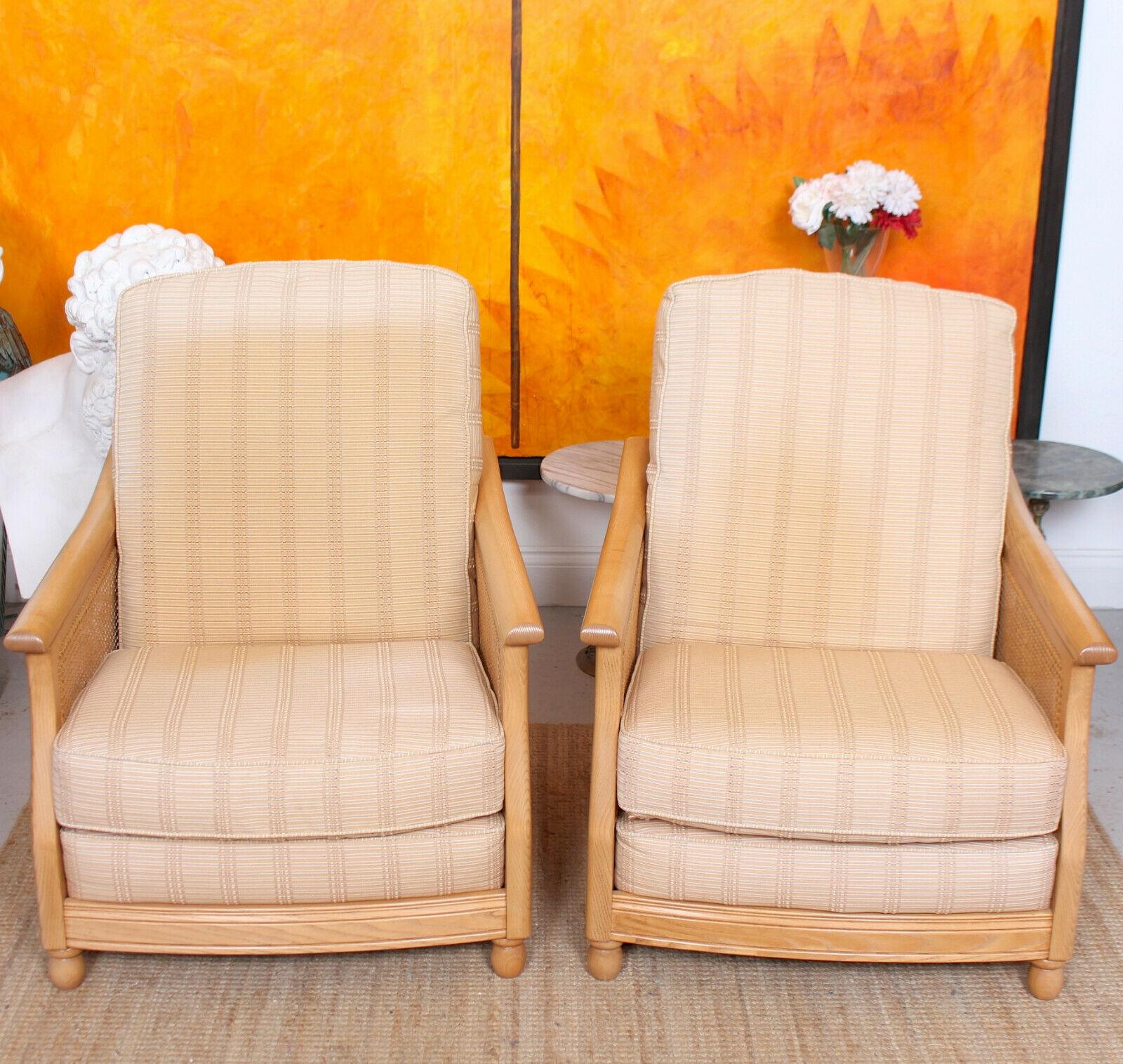 20th Century Pair of Ercol Bergère Armchairs 2 Lounge Chairs For Sale