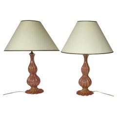 Pair Ercole Barovier for Barovier and Toso Cordonato D’Oro Table Lamps label 