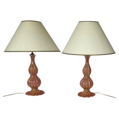 Pair Ercole Barovier for Barovier and Toso Cordonato D’Oro Table Lamps label