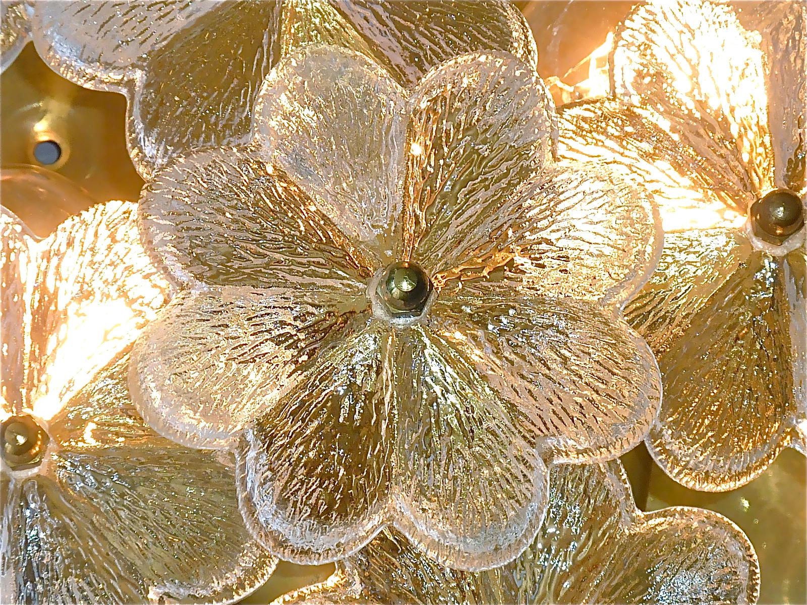 Pair Ernst Palme Floral Glass Brass Wall Ceiling Light Flush Mount Sconces 1960s For Sale 7