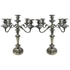 Pair Estate American "Goldfeder" Silver Plated Convertible Candelabra Circa 1940