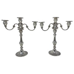 Pair Estate American "Gorham" Sterling Silver Convertible Candelabra, Circa 1930