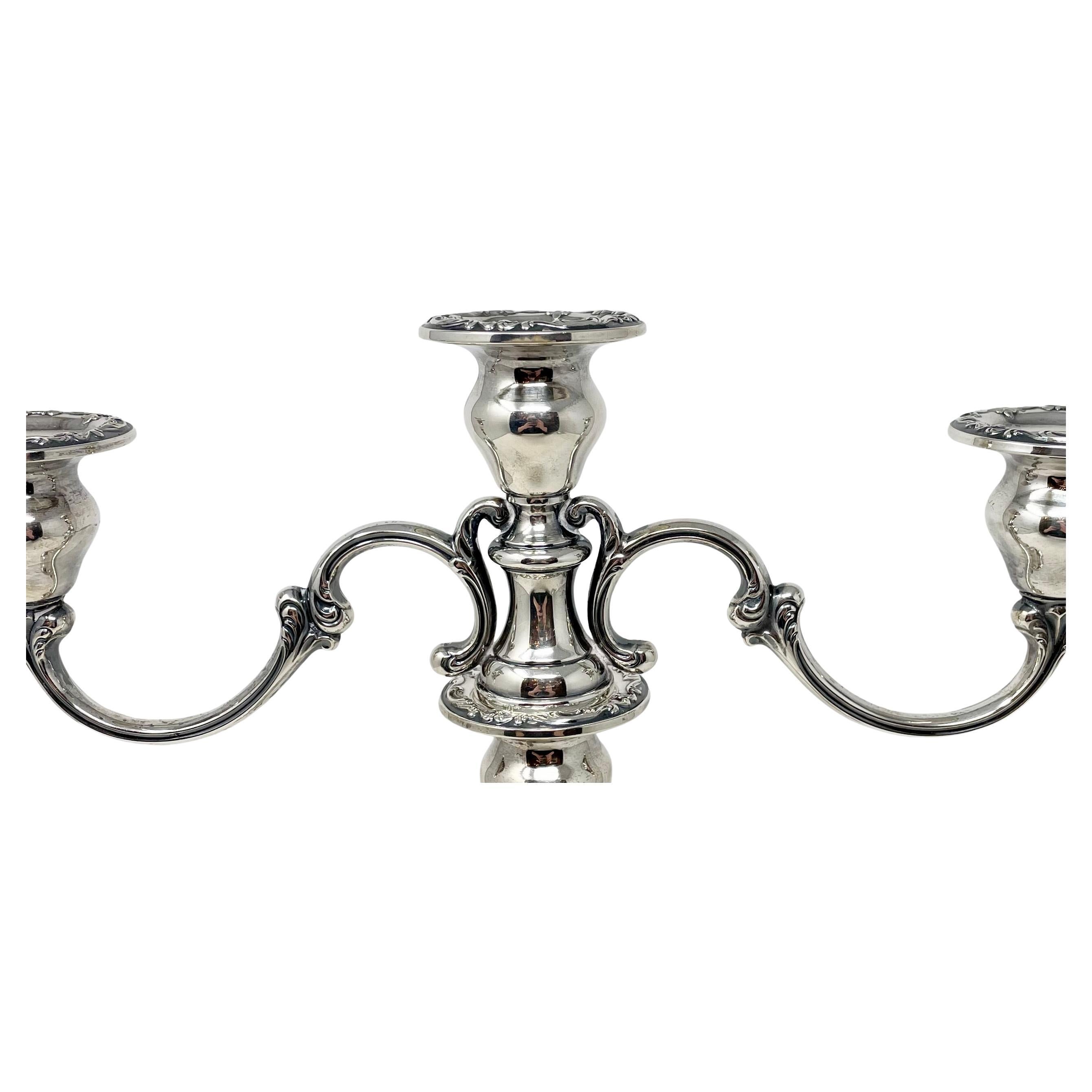 Coppia di candelabri convertibili in argento Sterling di Gorham, circa anni '30 in vendita 2