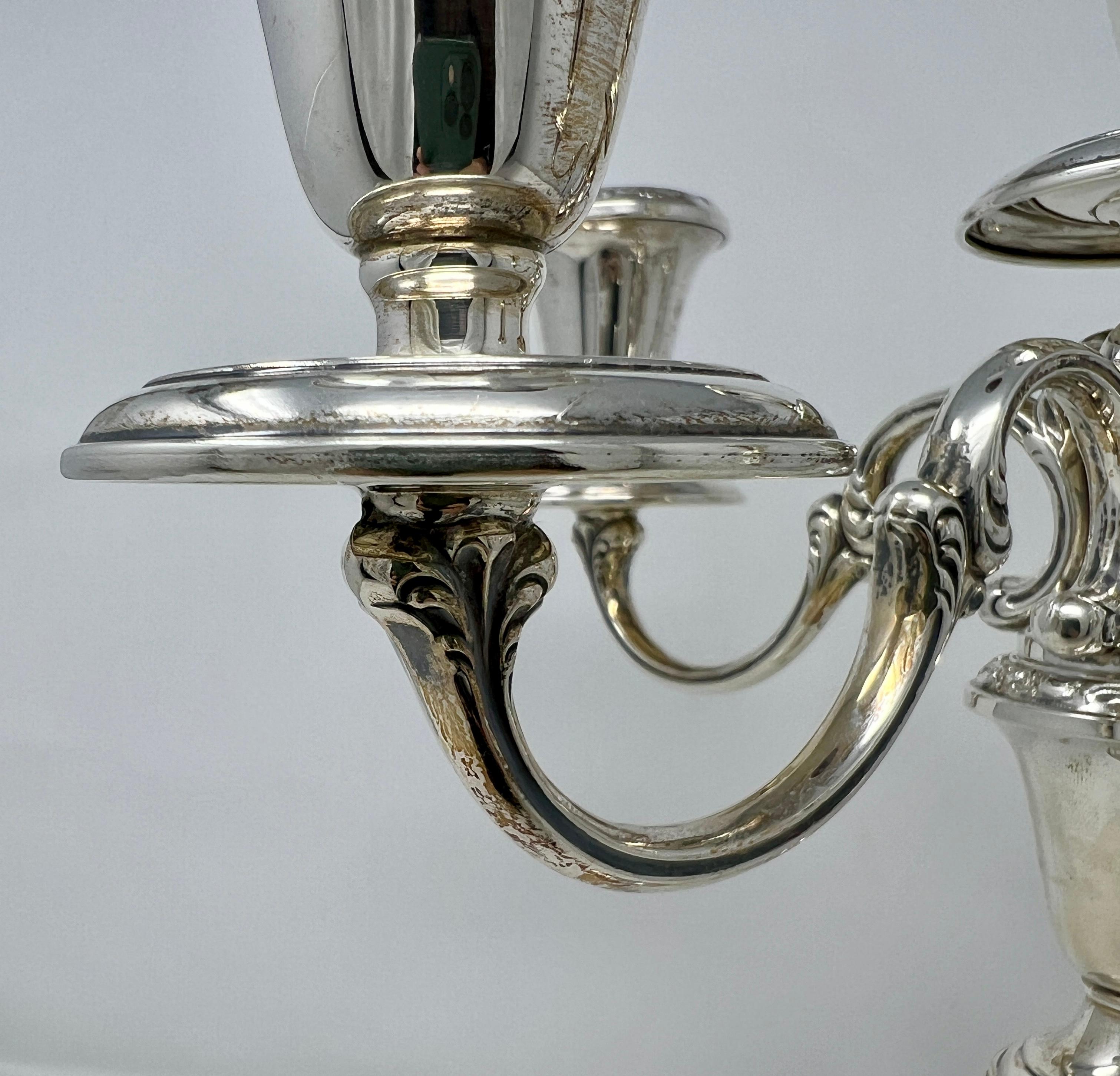 Pair Estate American Gorham Sterling Silver Convertible Candelabra, Circa 1940's In Good Condition In New Orleans, LA