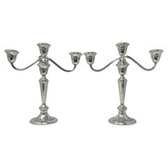 Pair Estate American "Gorham" Sterling Silver Convertible Candelabra, Circa 1950