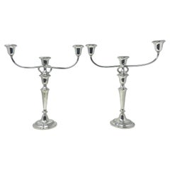 Pair Estate American Gorham Sterling Silver Convertible Candlesticks, Circa 1940 Vintage Pair Estate American Gorham Sterling Silver Convertible Candlesticks, Circa 1940