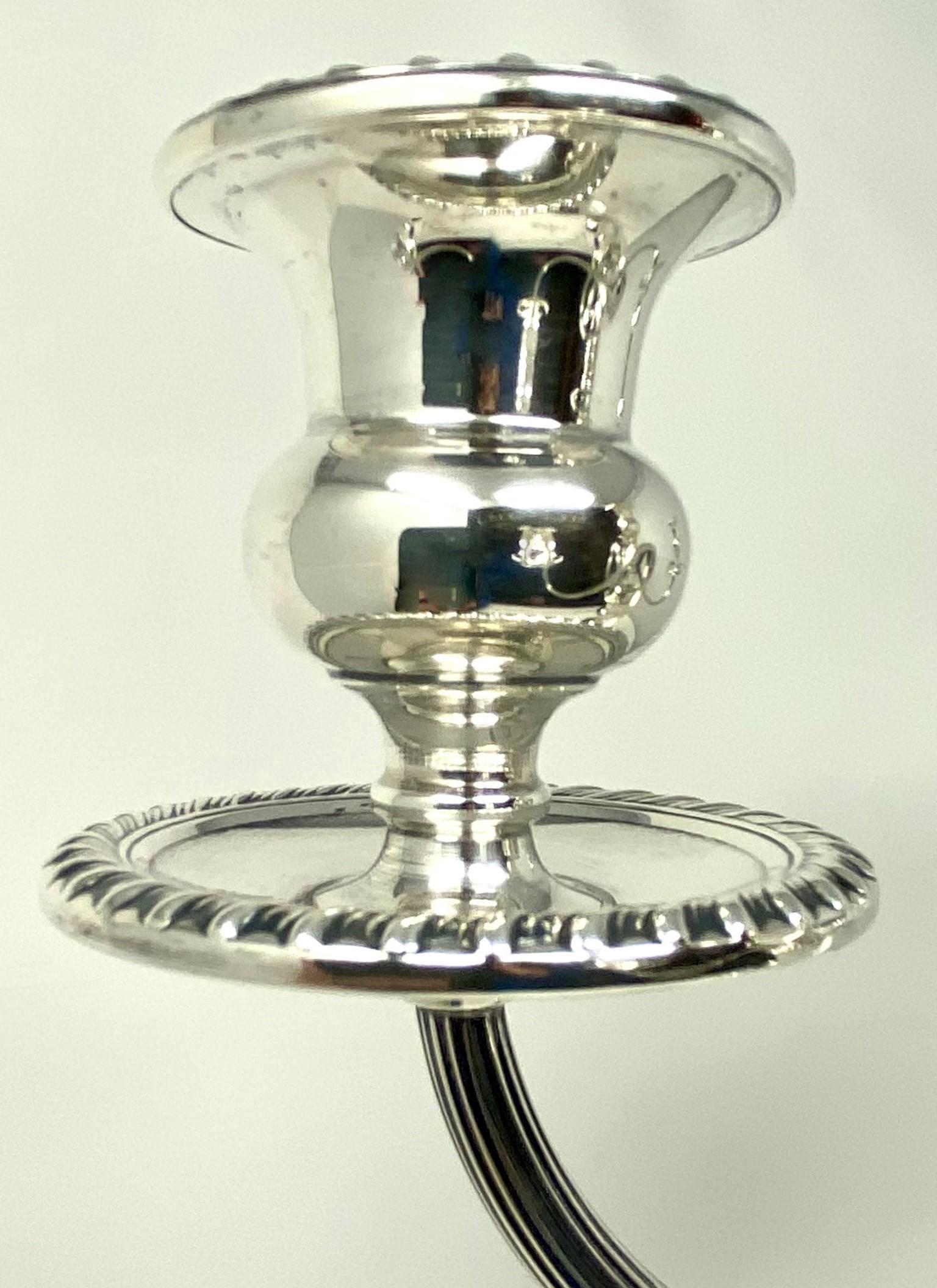20th Century Pair of Estate American Sterling Silver Convertible Candelabra, Circa 1940's