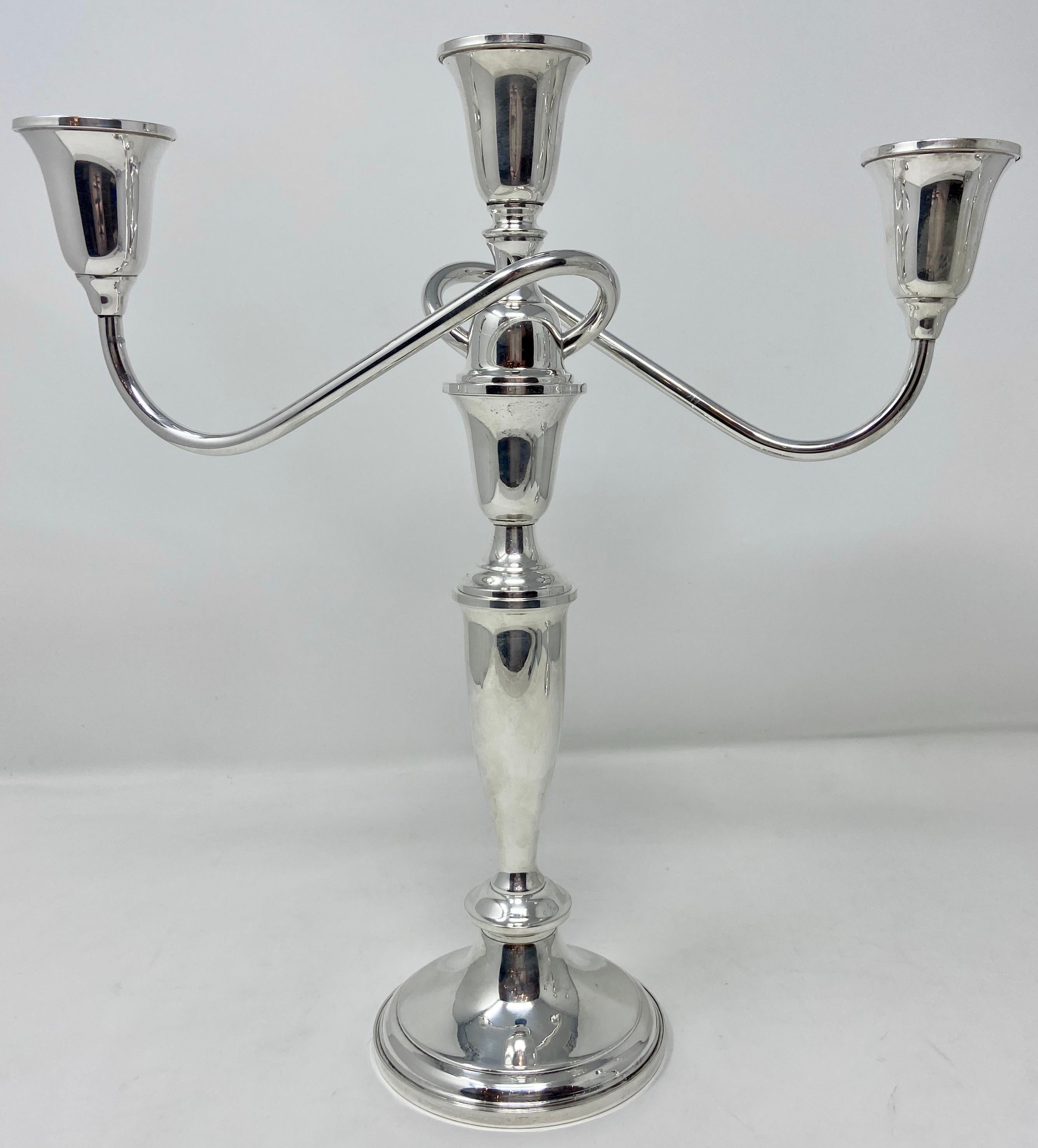 Pair Estate American sterling silver convertible candelabra signed 