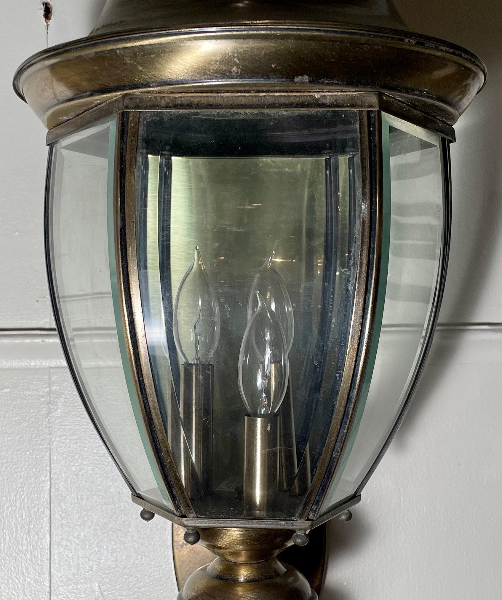 English Pair Estate Brass Coach Lights For Sale
