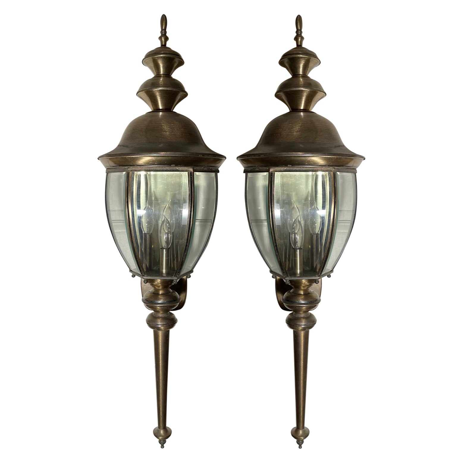 Coppia di luci da carrozza in ottone