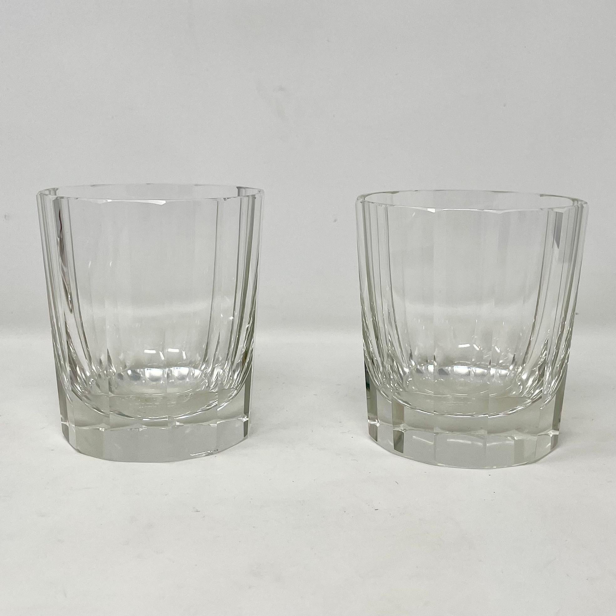 Pair estate cut crystal double old fashion glasses, circa 1930's.