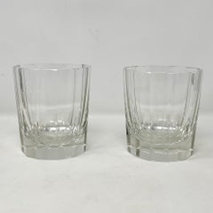 Pair Estate Cut Crystal Double Old Fashion Glasses, Circa 1930's.