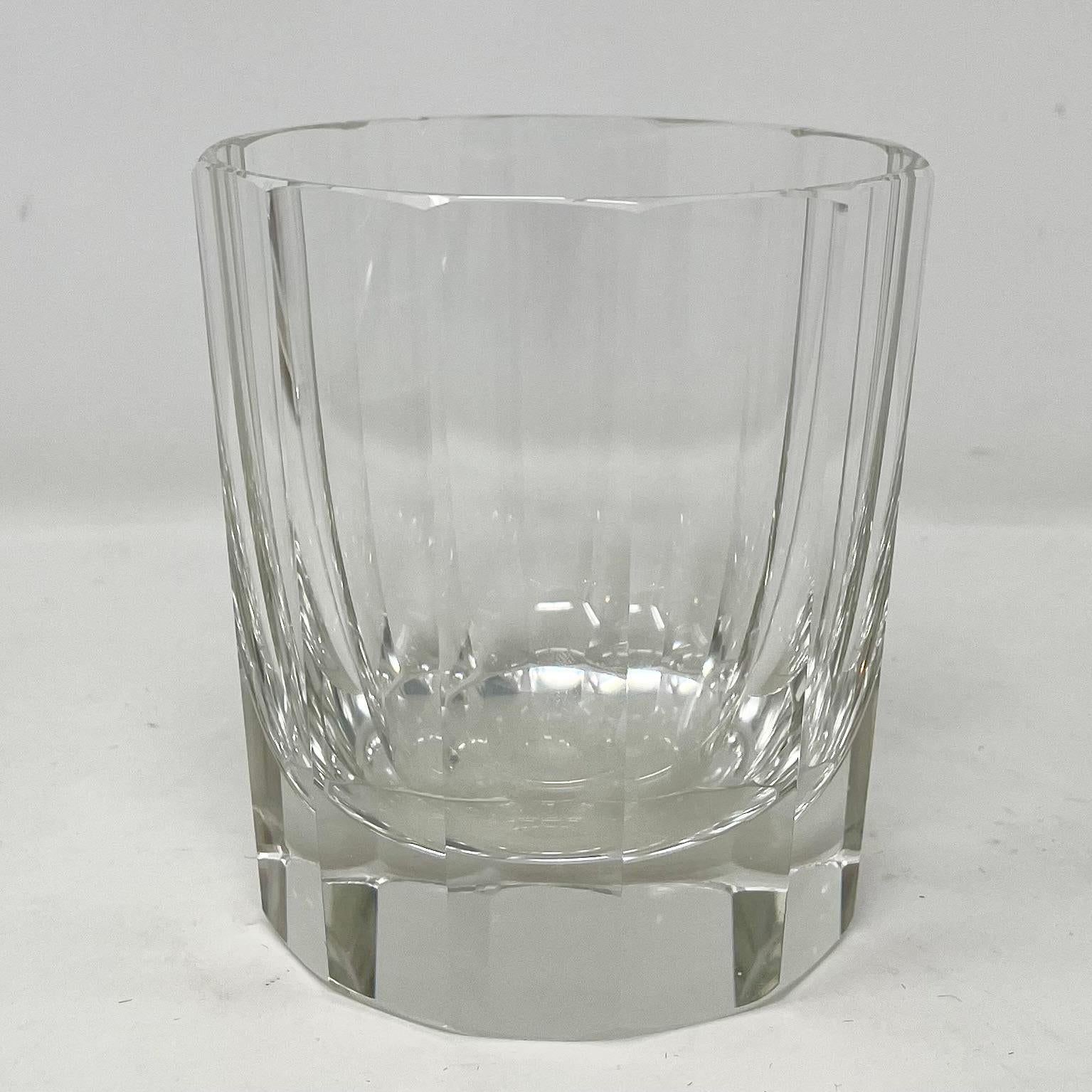 Pair Estate Cut Crystal Double Old Fashion Glasses, Circa 1930's. In Good Condition For Sale In New Orleans, LA