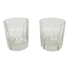 Pair Estate Cut Crystal Double Old Fashion Glasses, Circa 1930's.