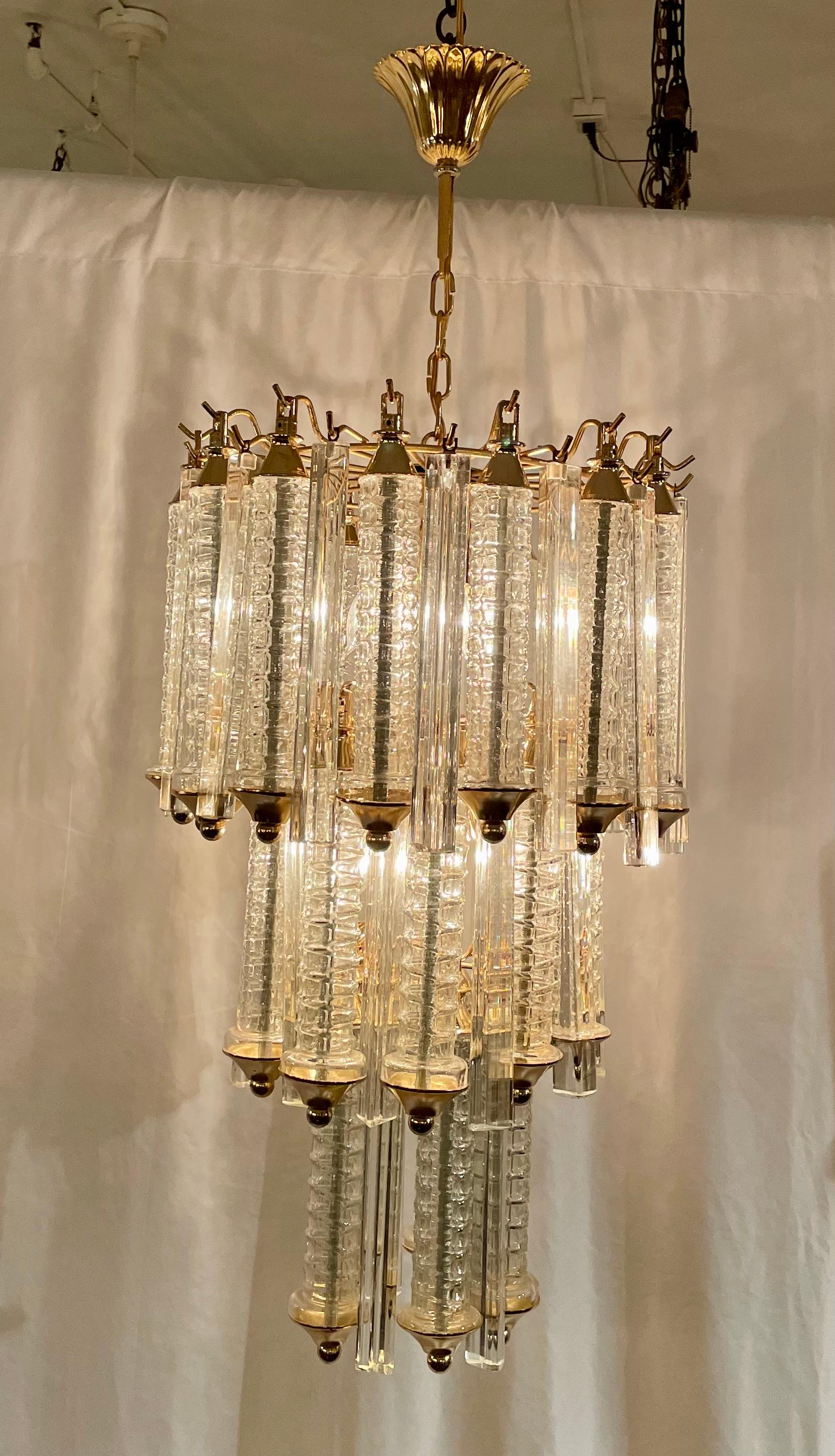 Pair Estate French Art Deco Style Crystal Chandeliers, Circa 1940's. In Good Condition In New Orleans, LA