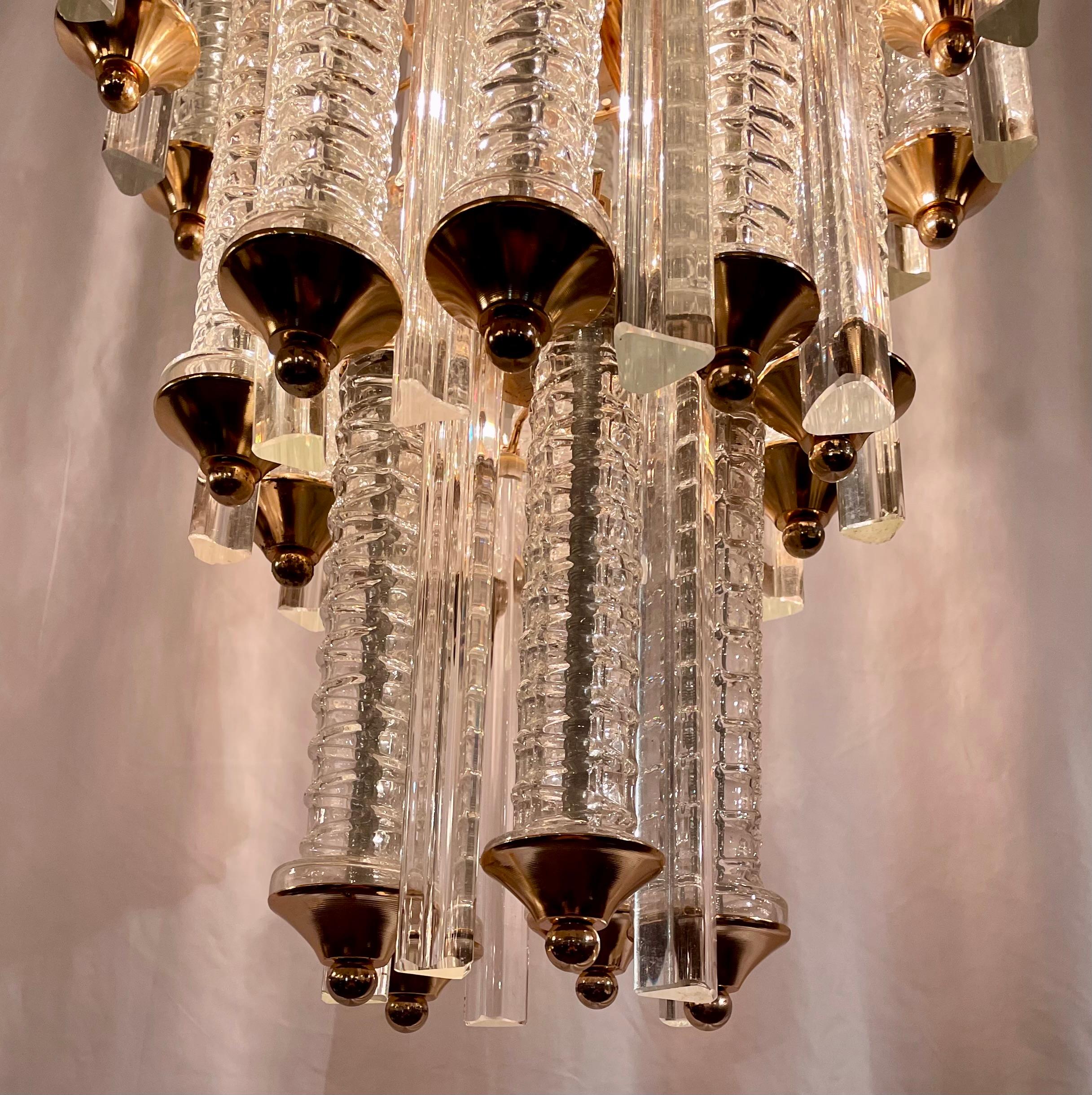 20th Century Pair Estate French Art Deco Style Crystal Chandeliers, Circa 1940's.