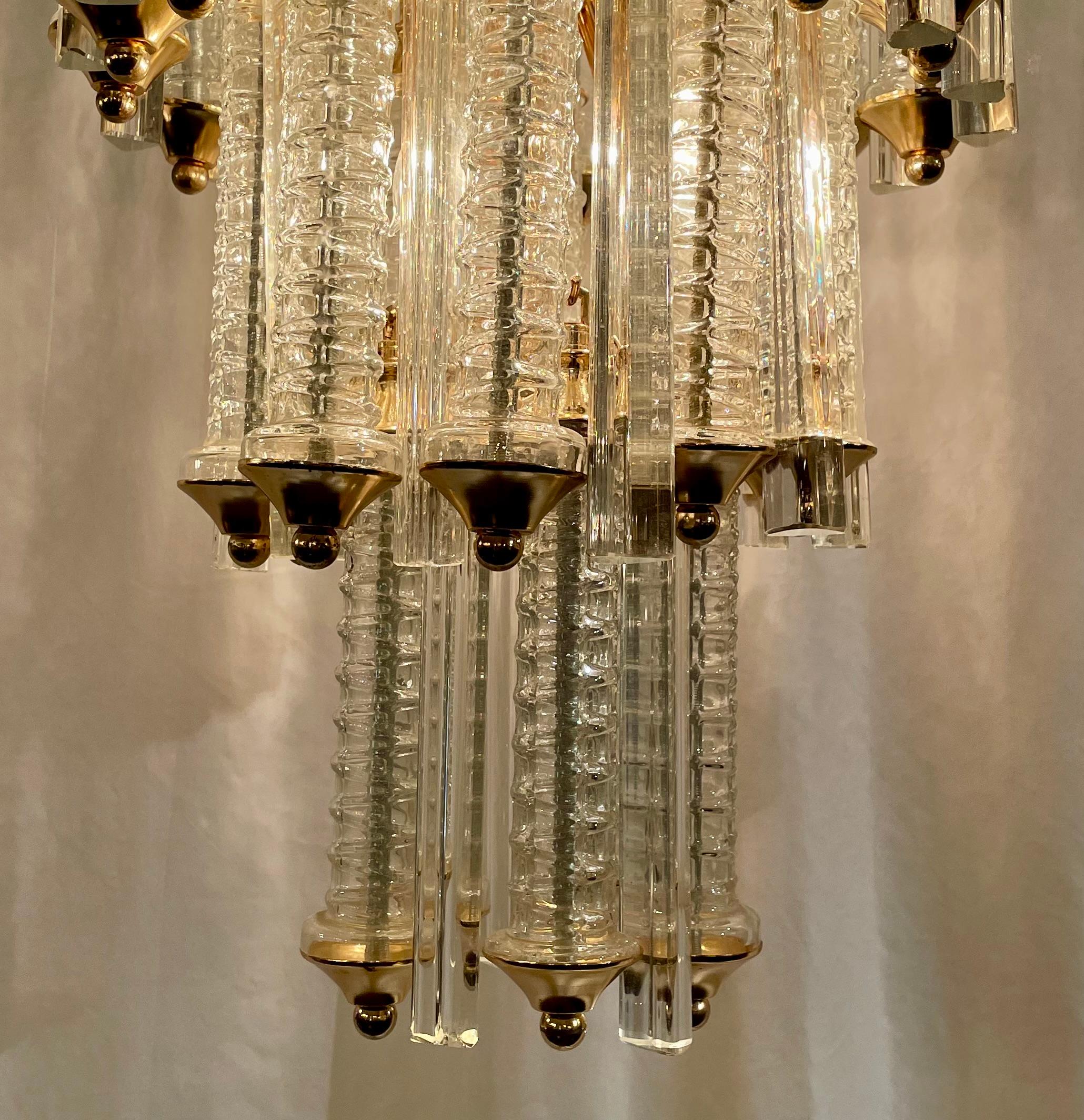 Pair Estate French Art Deco Style Crystal Chandeliers, Circa 1940's. 1
