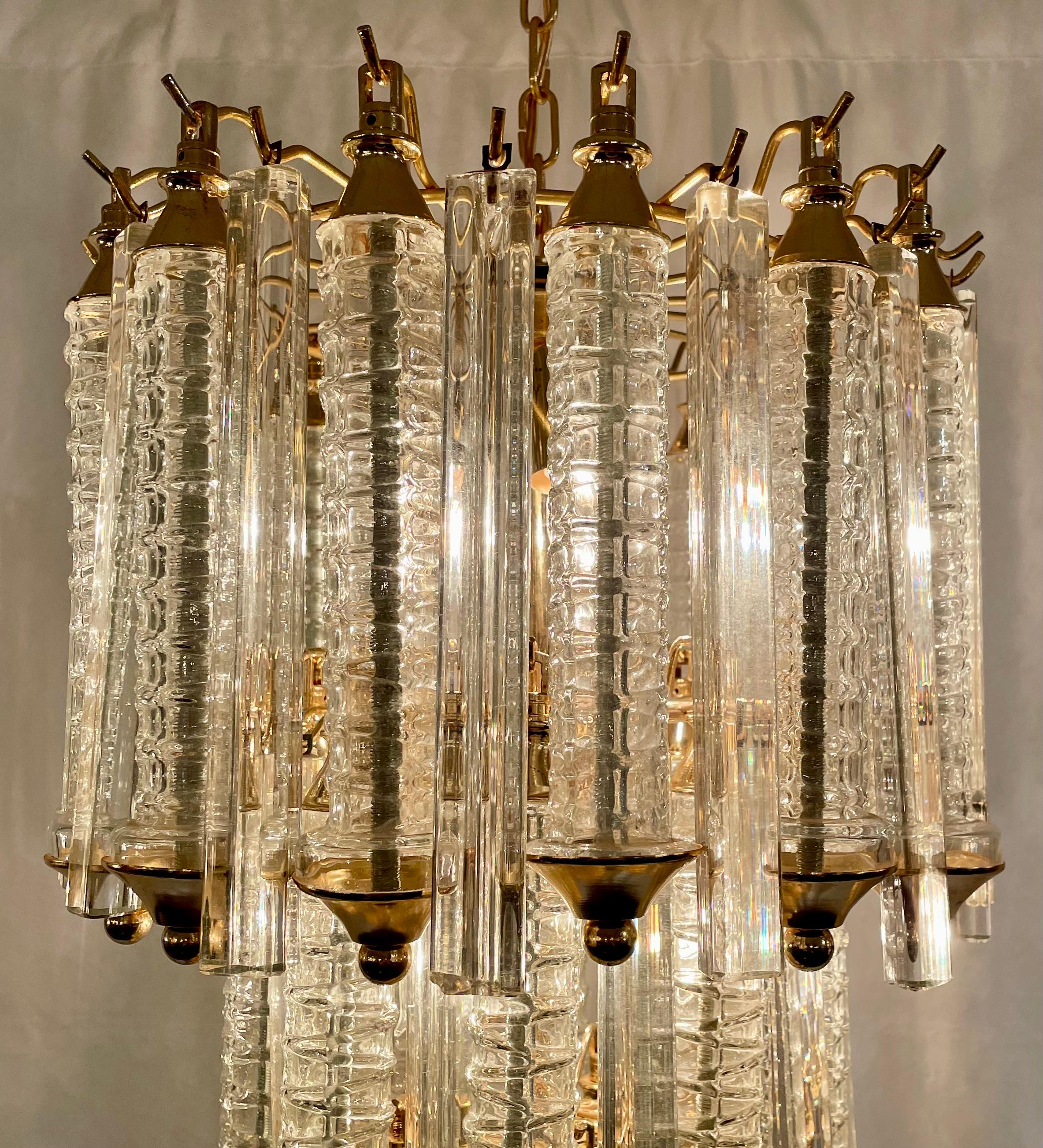 Pair Estate French Art Deco Style Crystal Chandeliers, Circa 1940's. 2