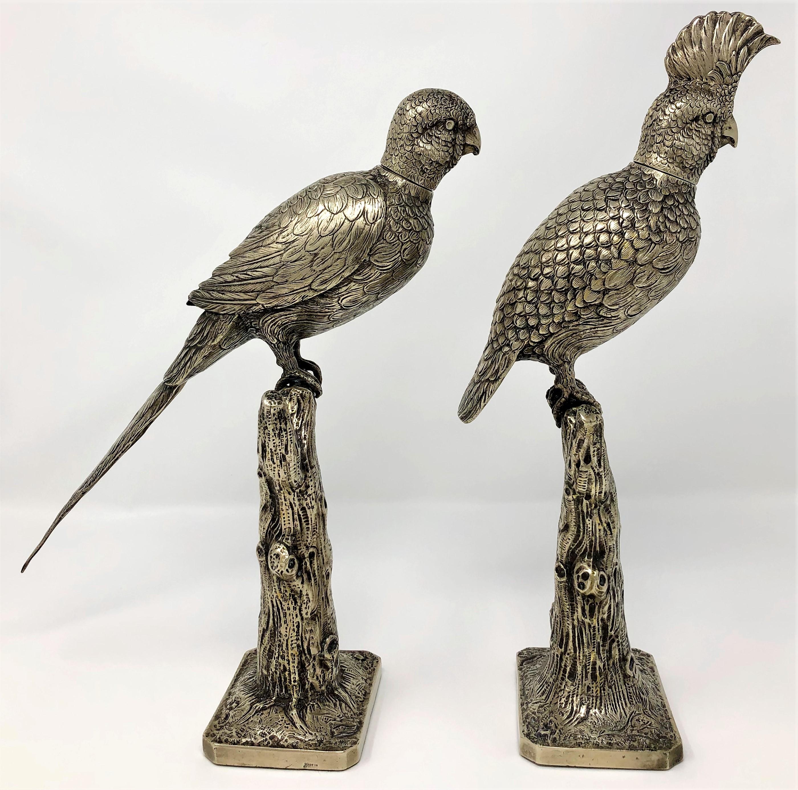 Pair of Estate Silver Plated Perching Birds, circa 1930s In Good Condition In New Orleans, LA
