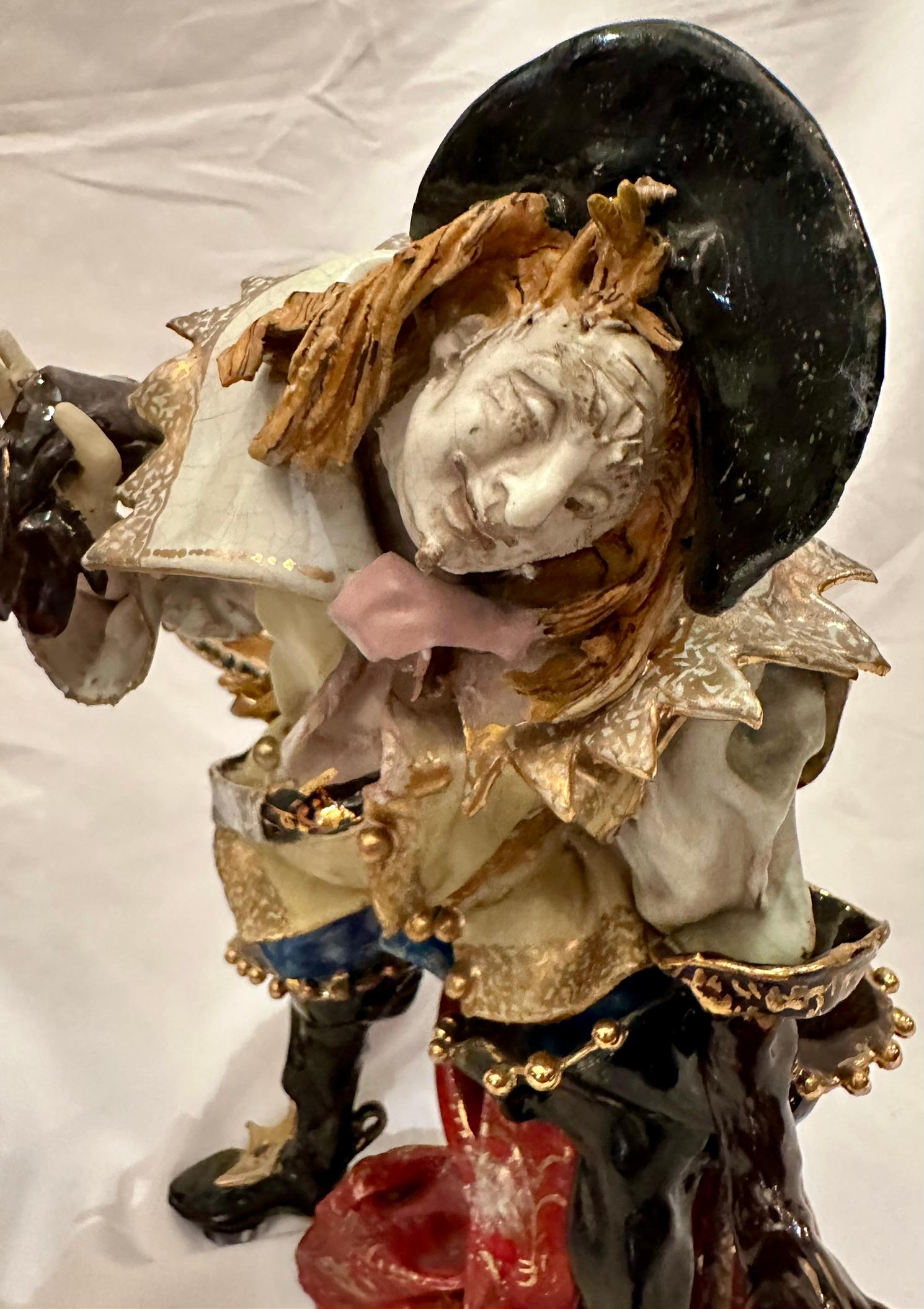 Pair Estate Venetian Porcelain Pirate Statues by Professor Pattarino, Circa 1950 For Sale 5