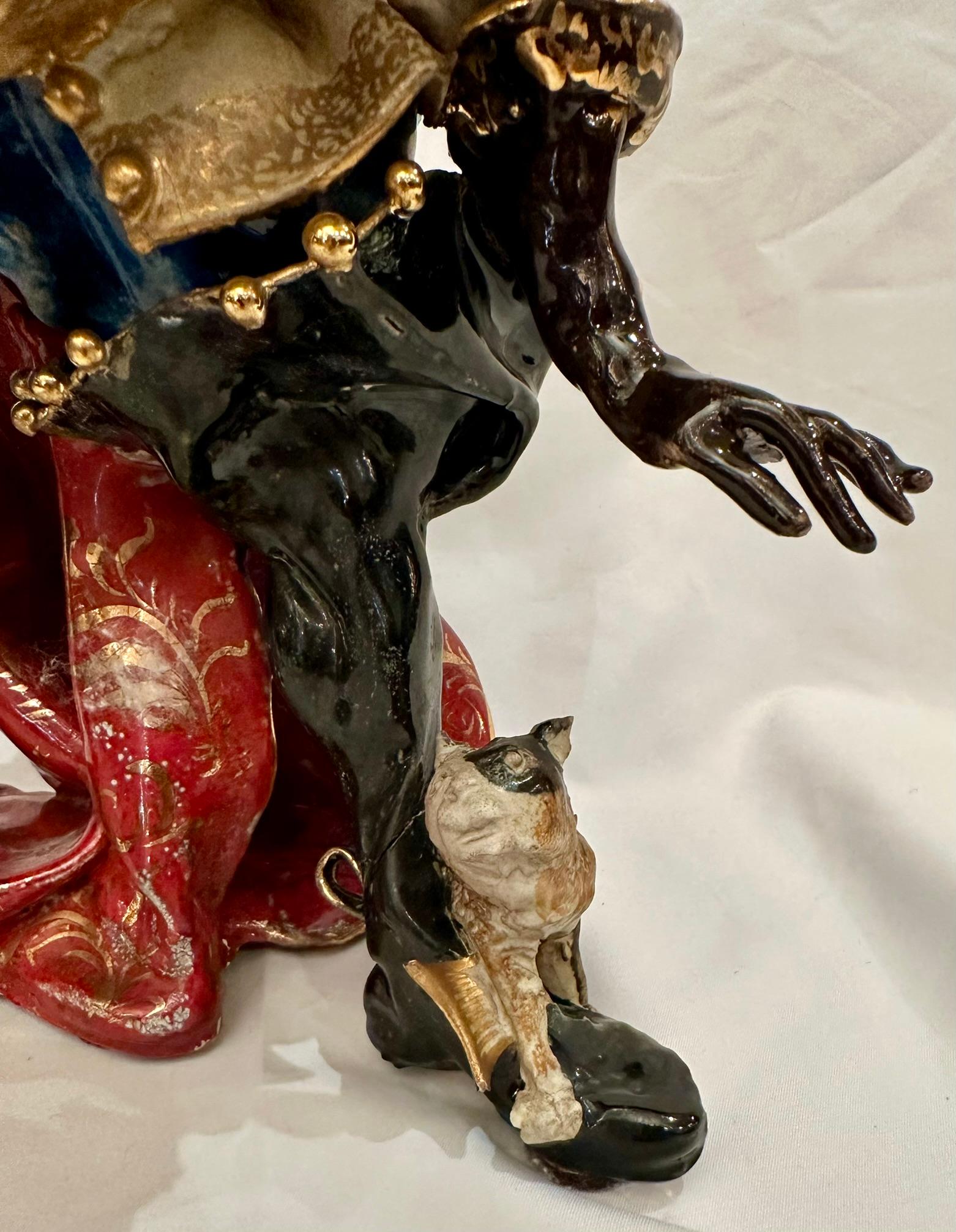 Pair Estate Venetian Porcelain Pirate Statues by Professor Pattarino, Circa 1950 For Sale 6