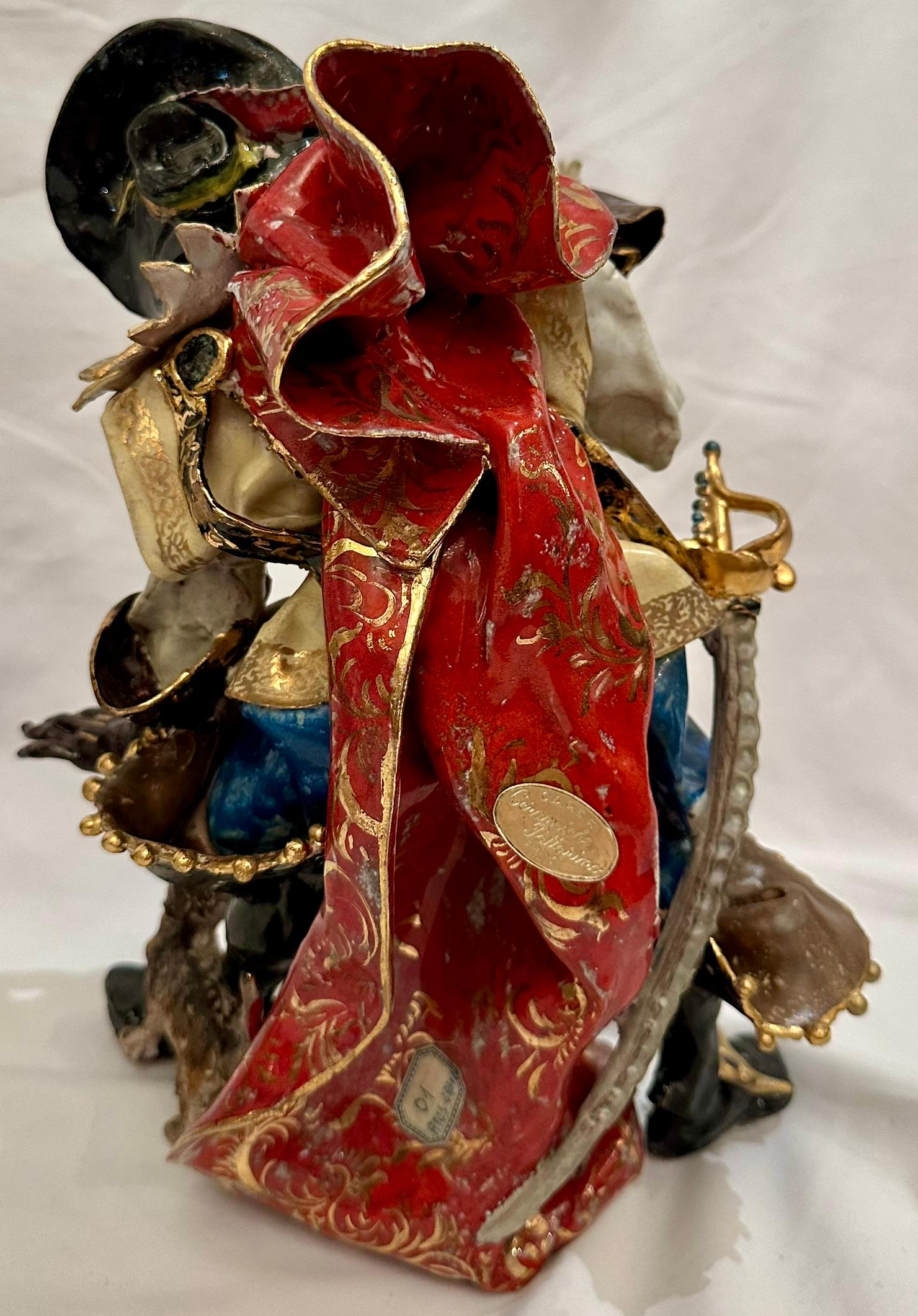 Pair Estate Venetian Porcelain Pirate Statues by Professor Pattarino, Circa 1950 For Sale 7