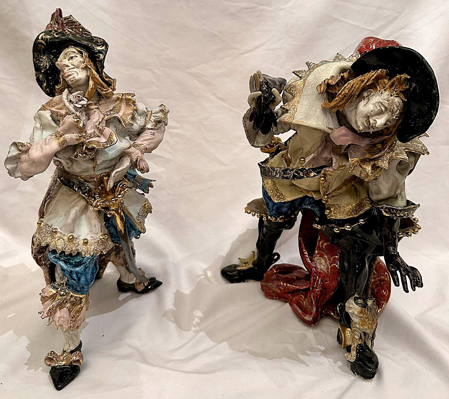 Pair Estate Venetian Porcelain Pirate Statues by Professor Pattarino, Circa 1950's.
Eugenio Pattarino (1885-1971)