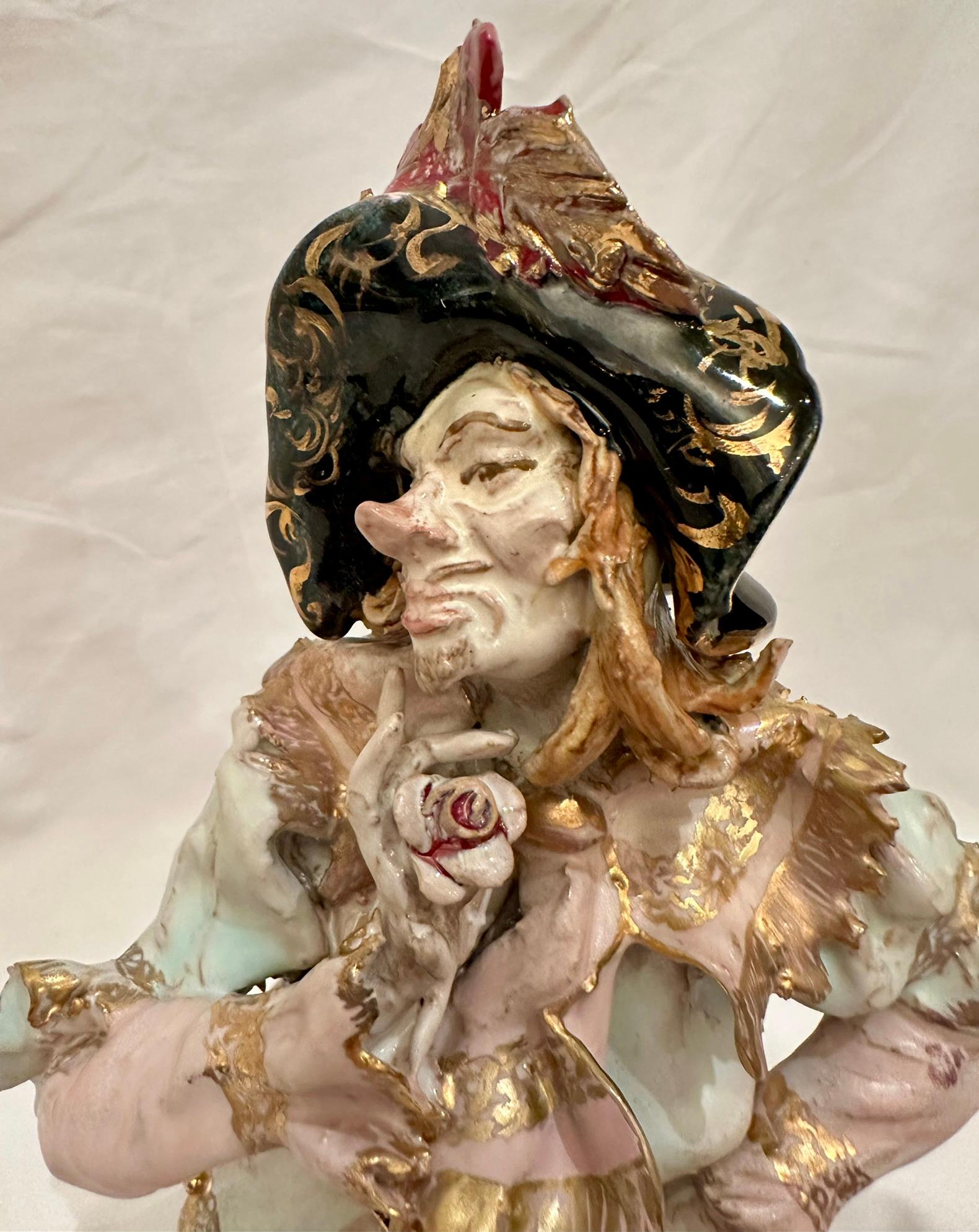 Pair Estate Venetian Porcelain Pirate Statues by Professor Pattarino, Circa 1950 In Good Condition For Sale In New Orleans, LA