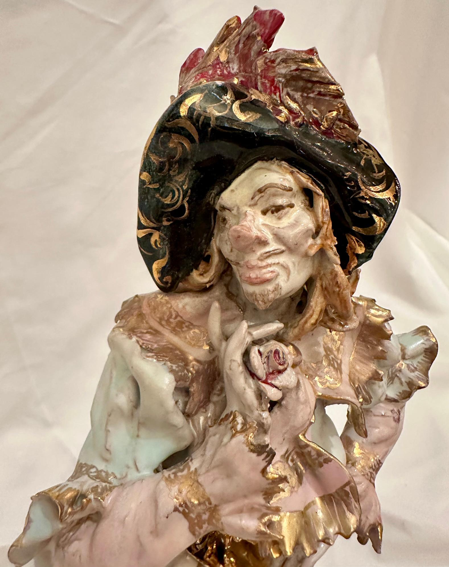 20th Century Pair Estate Venetian Porcelain Pirate Statues by Professor Pattarino, Circa 1950 For Sale