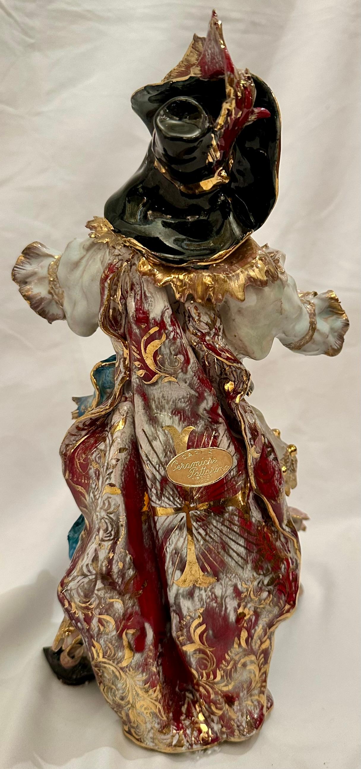 Pair Estate Venetian Porcelain Pirate Statues by Professor Pattarino, Circa 1950 For Sale 2