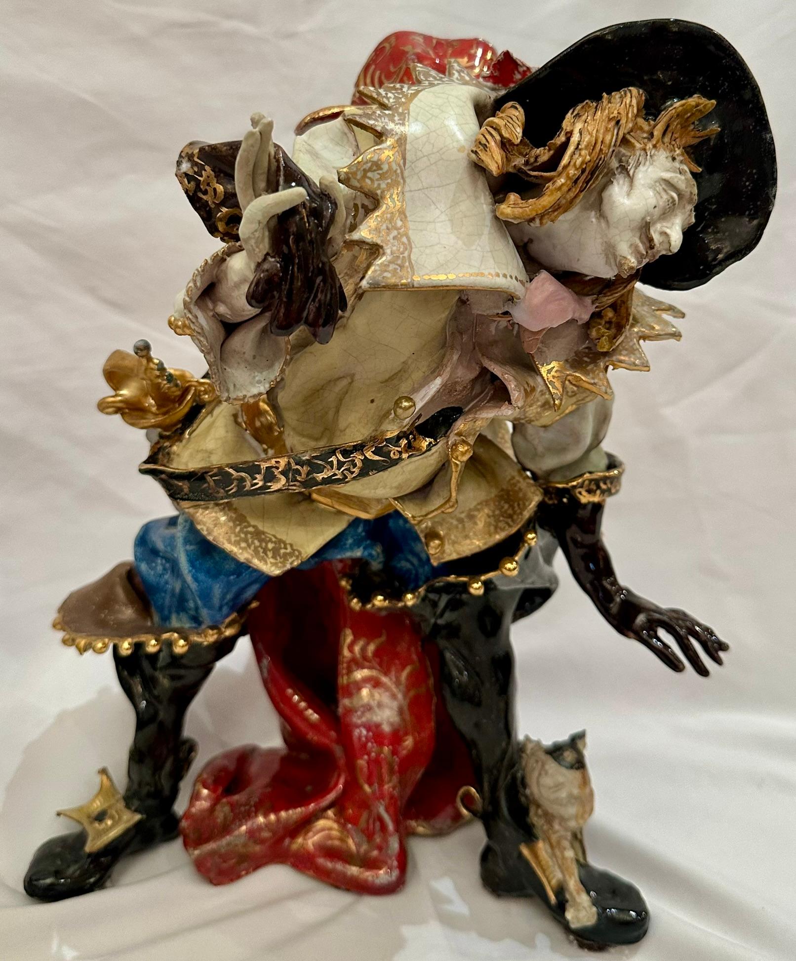 Pair Estate Venetian Porcelain Pirate Statues by Professor Pattarino, Circa 1950 For Sale 3
