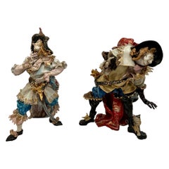 Pair Estate Venetian Porcelain Pirate Statues by Professor Pattarino, Circa 1950