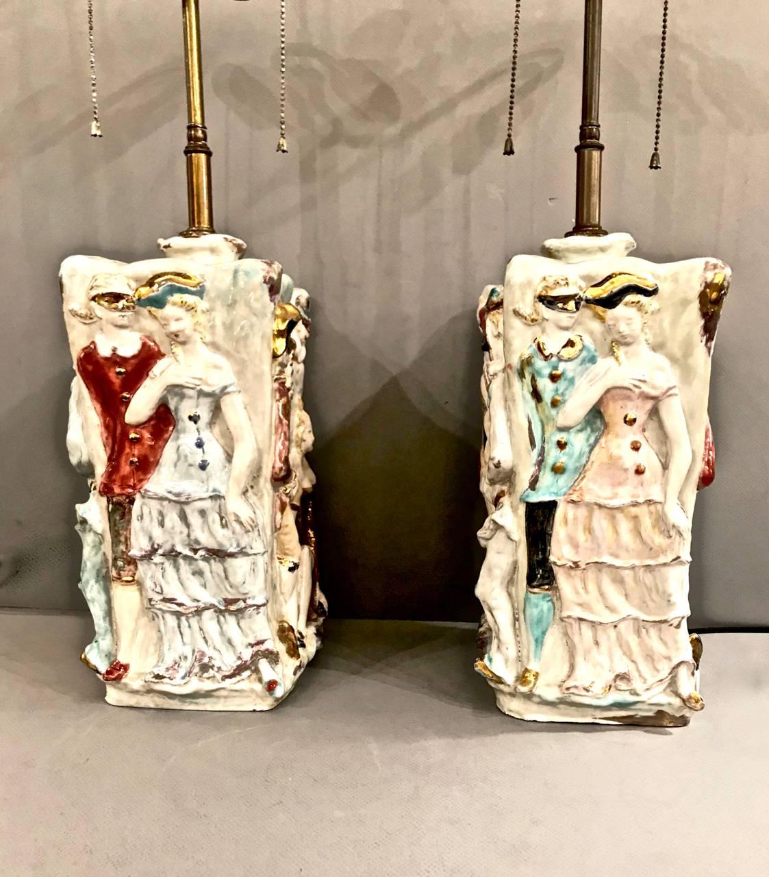 Paar Eugenio Pattarino „Venezianischer Karneval“-Lampen (20. Jahrhundert) im Angebot