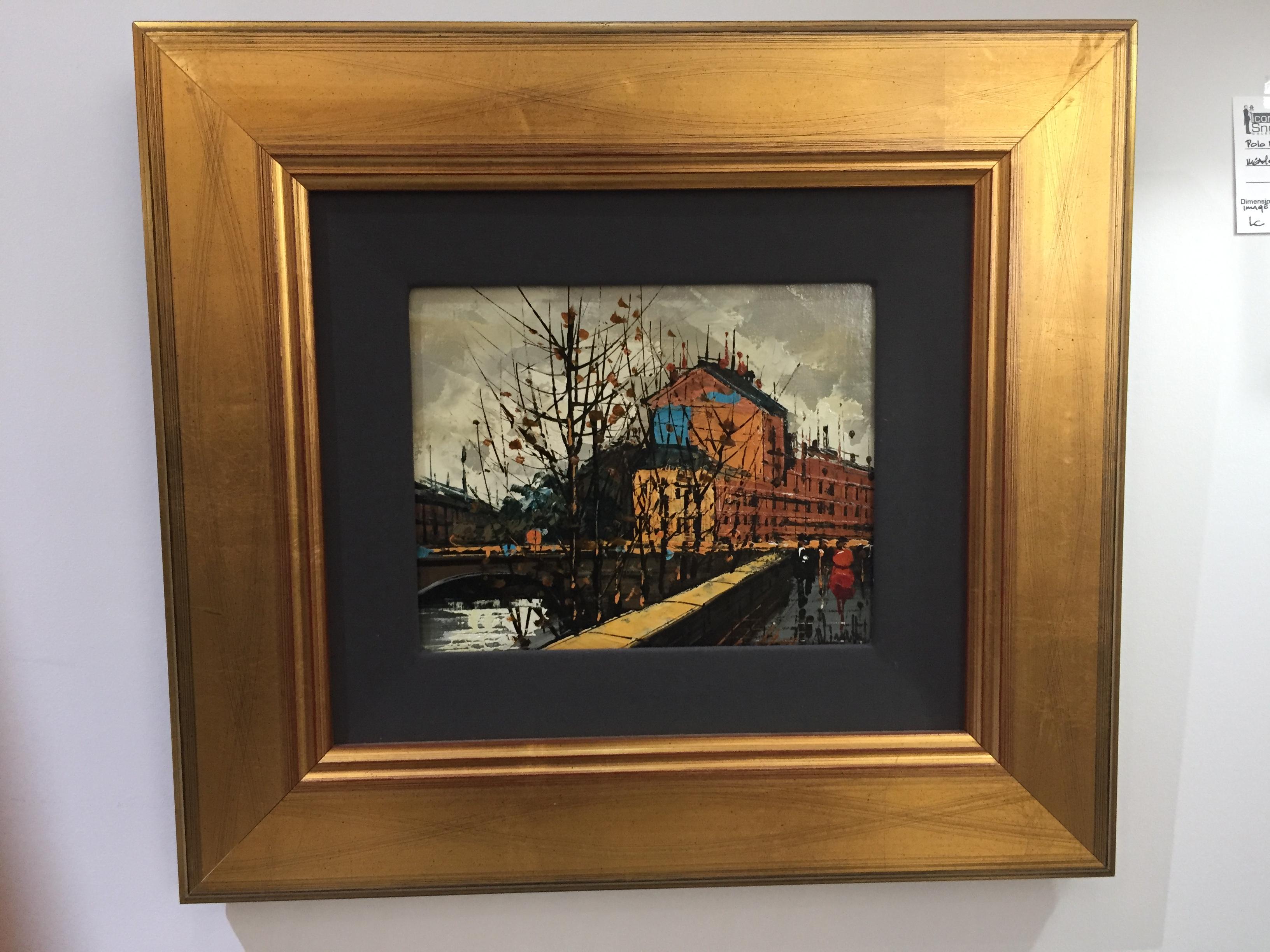 Pair of European Street Scenes Paintings 1950s by Listed Artist Ninetti In Good Condition In West Palm Beach, FL