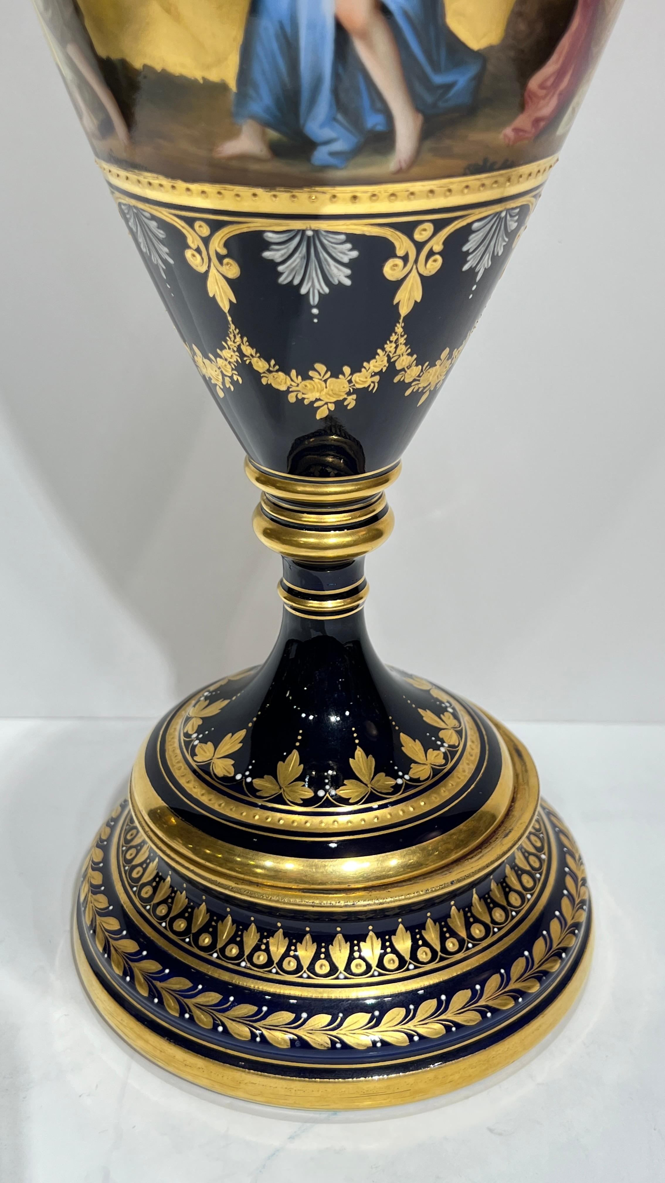 XIXe siècle Paire de vases exceptionnels en porcelaine Royal Vienna Porcelain du 19e siècle en vente